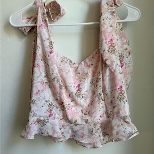 Petal & Pup Pink Floral Ruffle Blouse & Skirt set